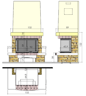 Каминная облицовка CHAZELLES Echoisy чертёж