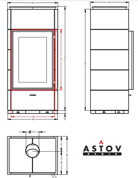 ПЕЧЬ-КАМИН АСТОВ КИВИ ПК 5070 5К ЧЕРТЕЖ