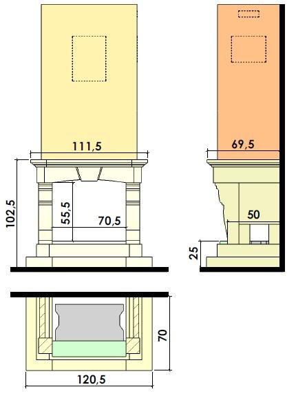 Каминная облицовка CHAZELLES SOLO СS24 чертёж
