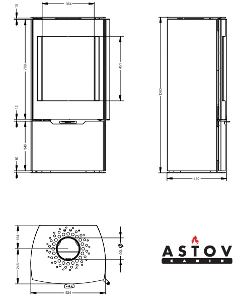 Печь Астов F451 чертёж