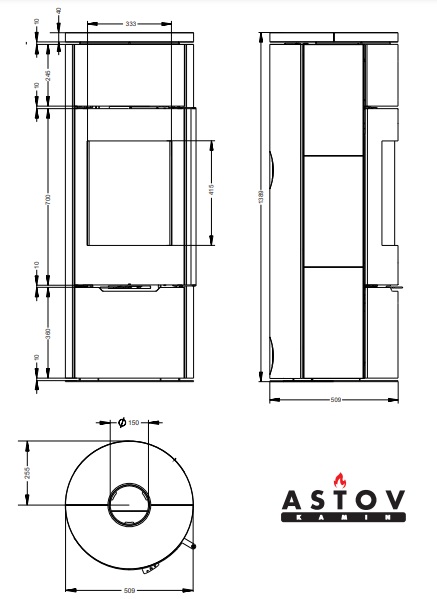 ПЕЧЬ-КАМИН R1.0 L K АСТОВ ЧЕРТЁЖ