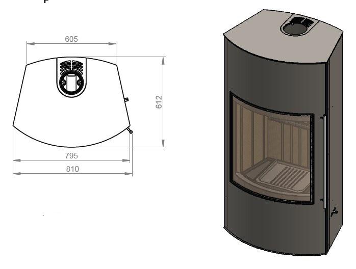 Печь EMBER Гордана 480 L+ black чертёж 2