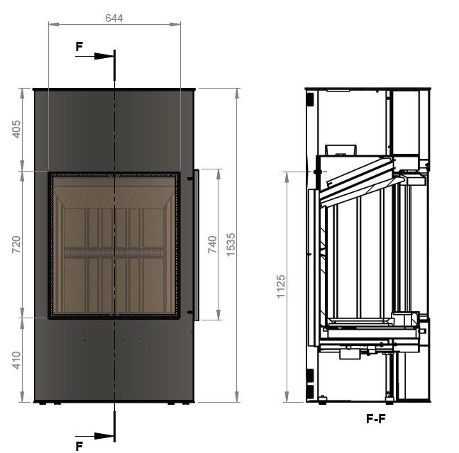 Печь EMBER Гордана 480 L+ black чертёж 1