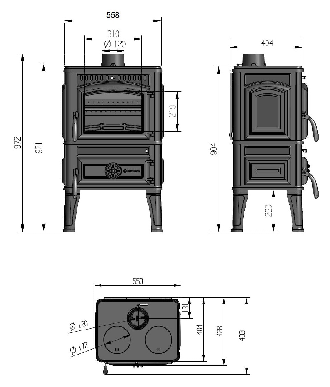 Печь Везувий LV-12 S чертёж