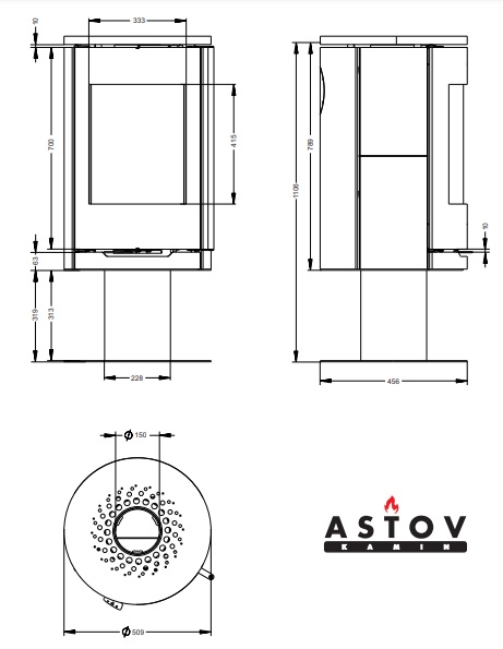 ПЕЧЬ-КАМИН ASTOV R1.0 N K ЧЕРТЁЖ